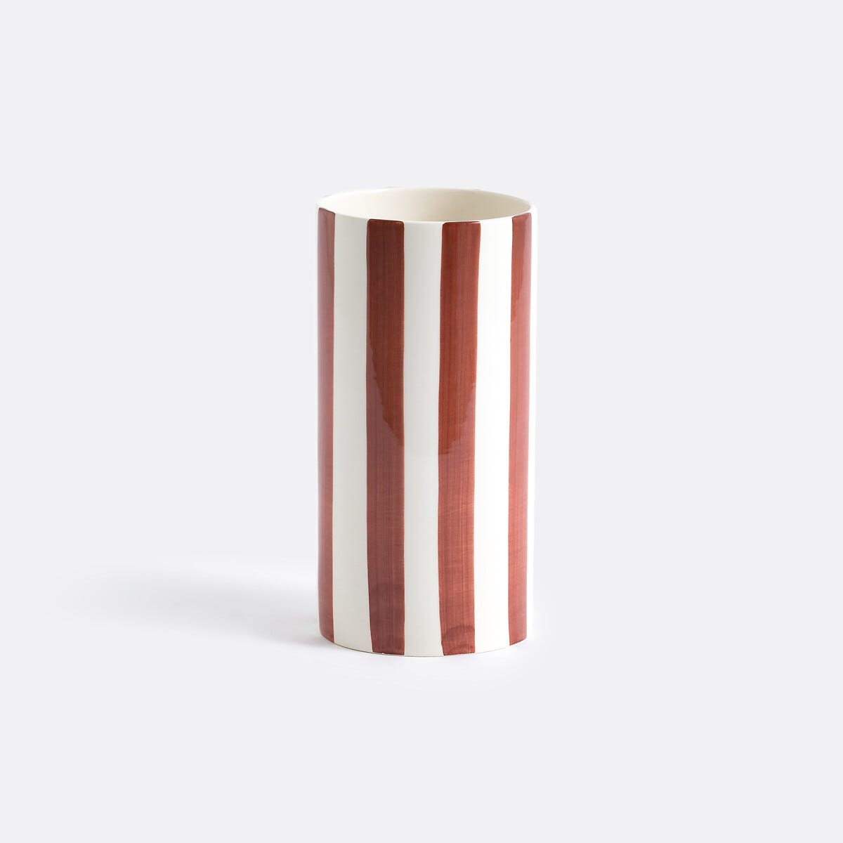 Jaoma Vase en céramique à rayures, H25 cm, Jaoma - Terre de sienne - taille ...