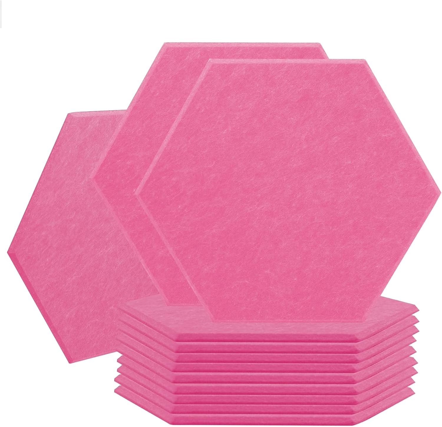 12 samoprzylepnych paneli dźwiękochłonnych, pianka dźwiękochłonna o wysokiej gęstości, sześciokątne panele dźwiękochłonne, różowe