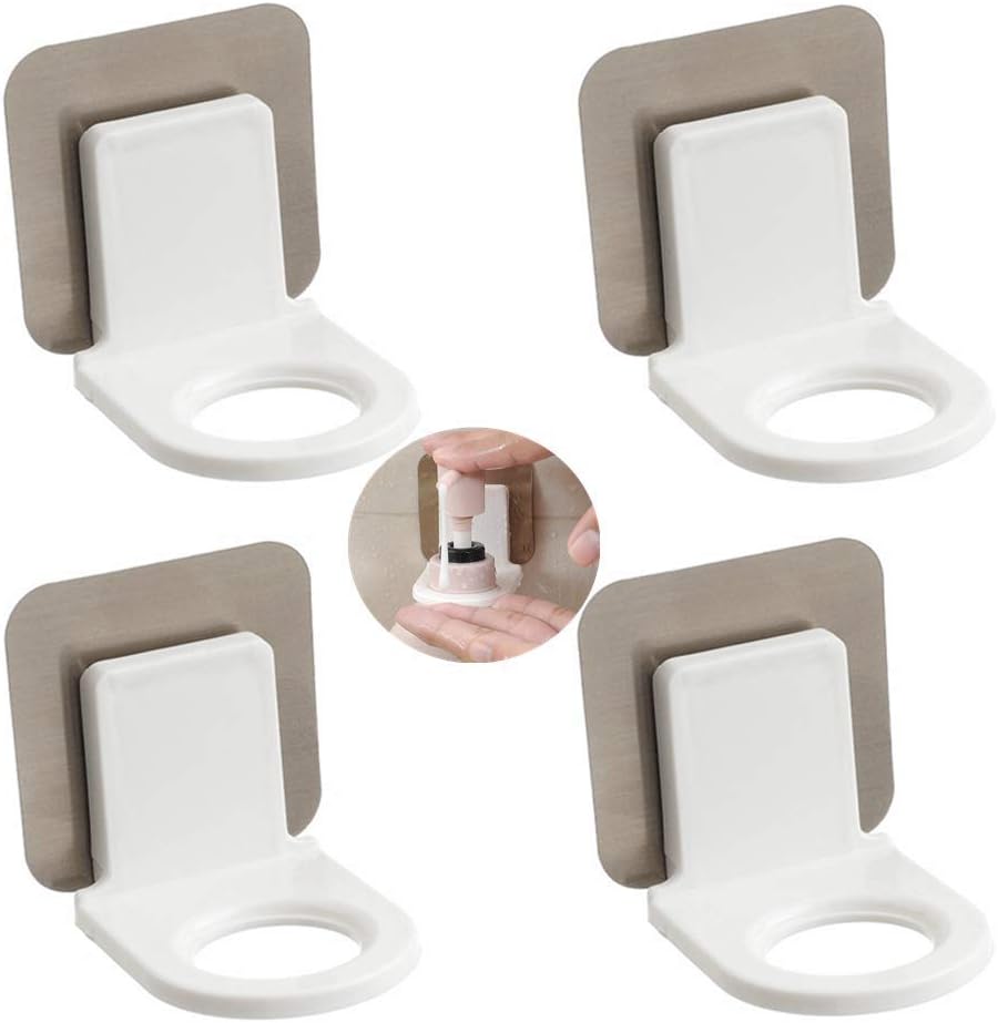 Uchwyt na butelkę z dozownikiem pompkowym, uchwyt na płyn do dezynfekcji rąk, naklejka ścienna, uchwyt na butelkę z żelem pod prysznic, haczyk na zes