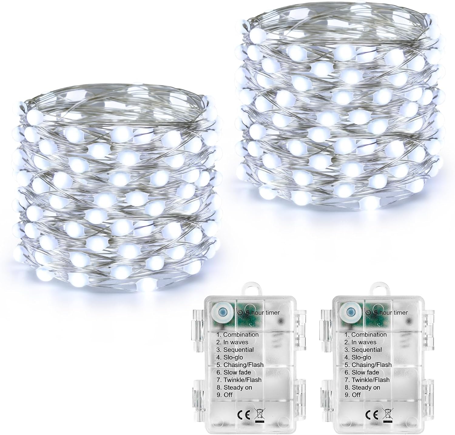 Sztuki po 50 sztuk wodoodpornych lampek choinkowych LED, 8 trybów, ozdoby świąteczne, girlandy na zewnątrz, do wnętrz, na choinki, do ogrodu, na impre