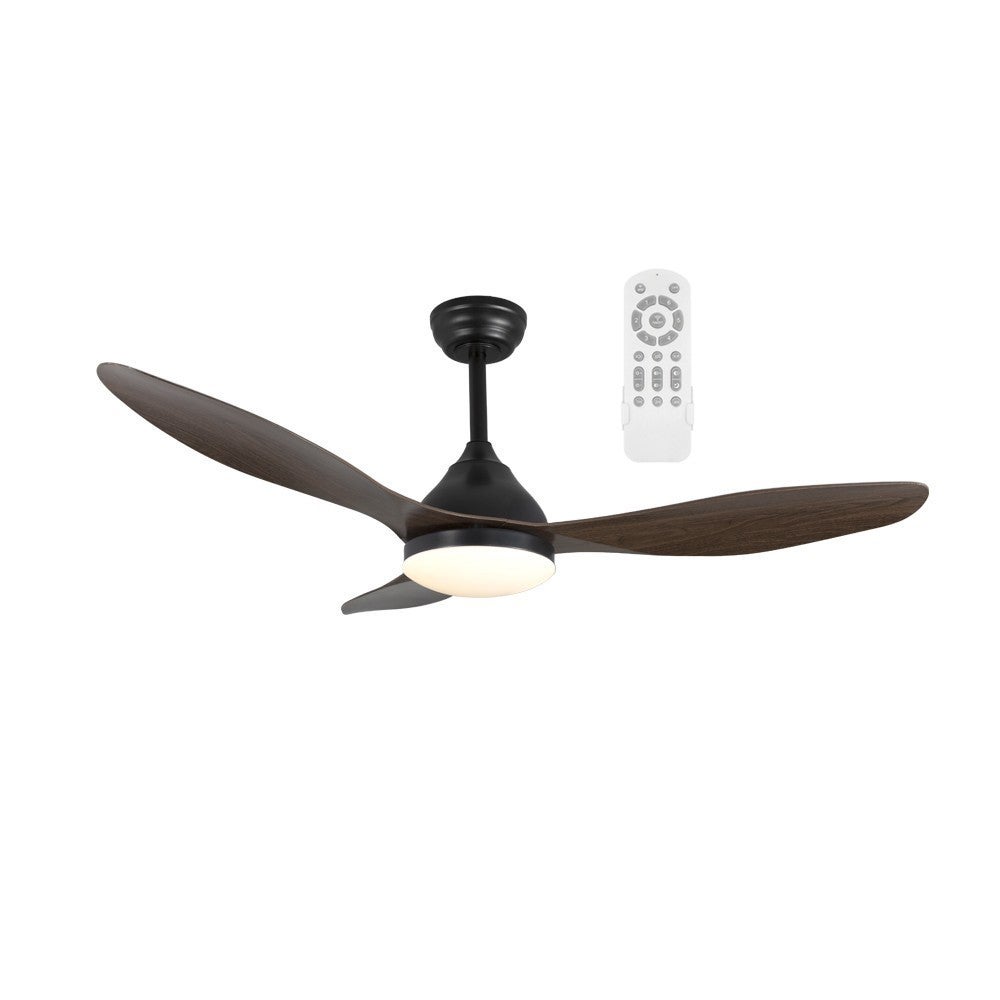 Wentylator sufitowy LED 20W Cavil Czarny+Drewno CCT Dim z timerem i pamięcią włączenia ø120cm