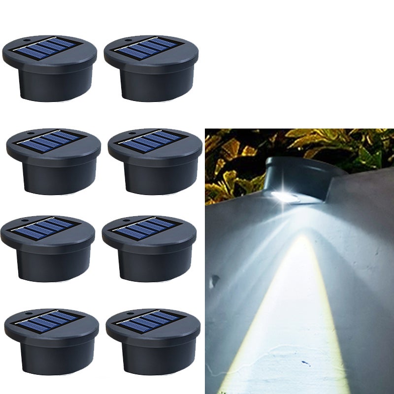 Zestaw 8 solarnych lamp LED do oświetlenia schodów, oświetlenie ogrodowe zewnętrzne, światło białe