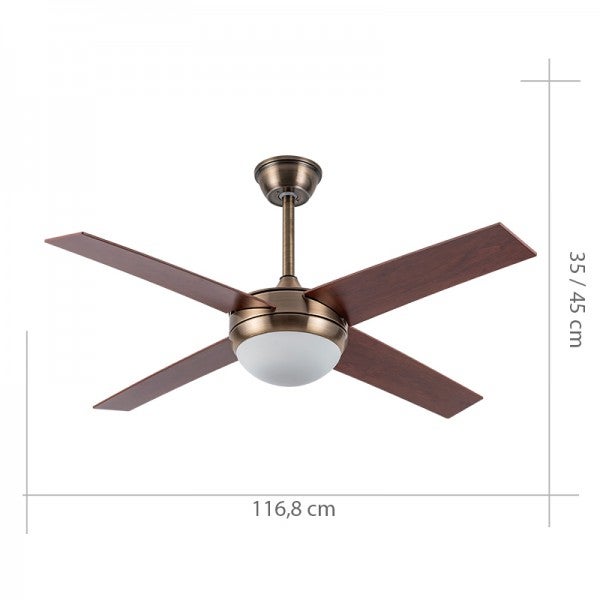 Ventilateur en cuir de noyer DC CIRO E27 avec télécommande Fabrilamp - 2