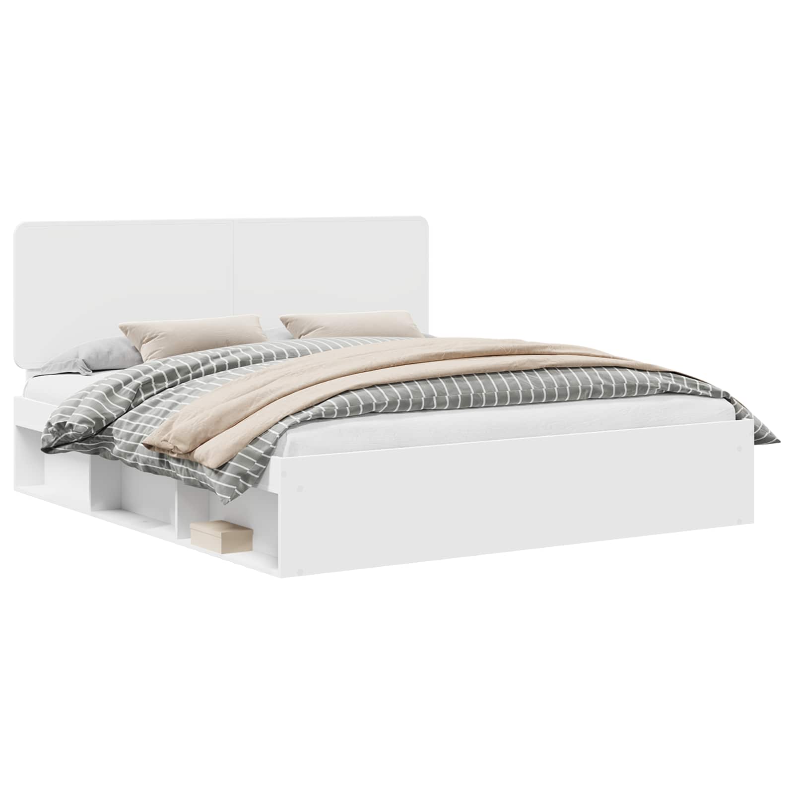 Cadre de lit blanc 200 x 200 cm en bois de pin massif - 2