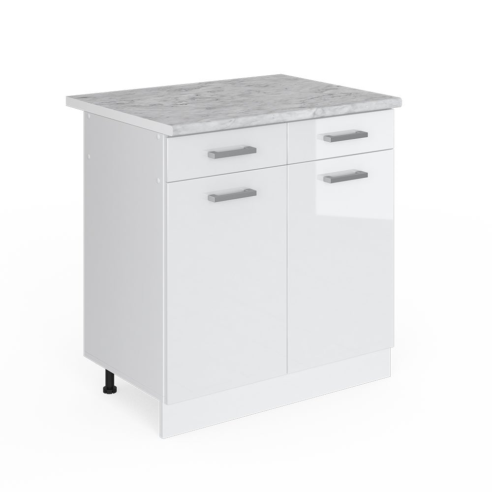 Vicco Cuisine R-Line, Noir Haute Brillance/Blanc, 300 Cm Avec Armoire Haute Sans Plan De Travail