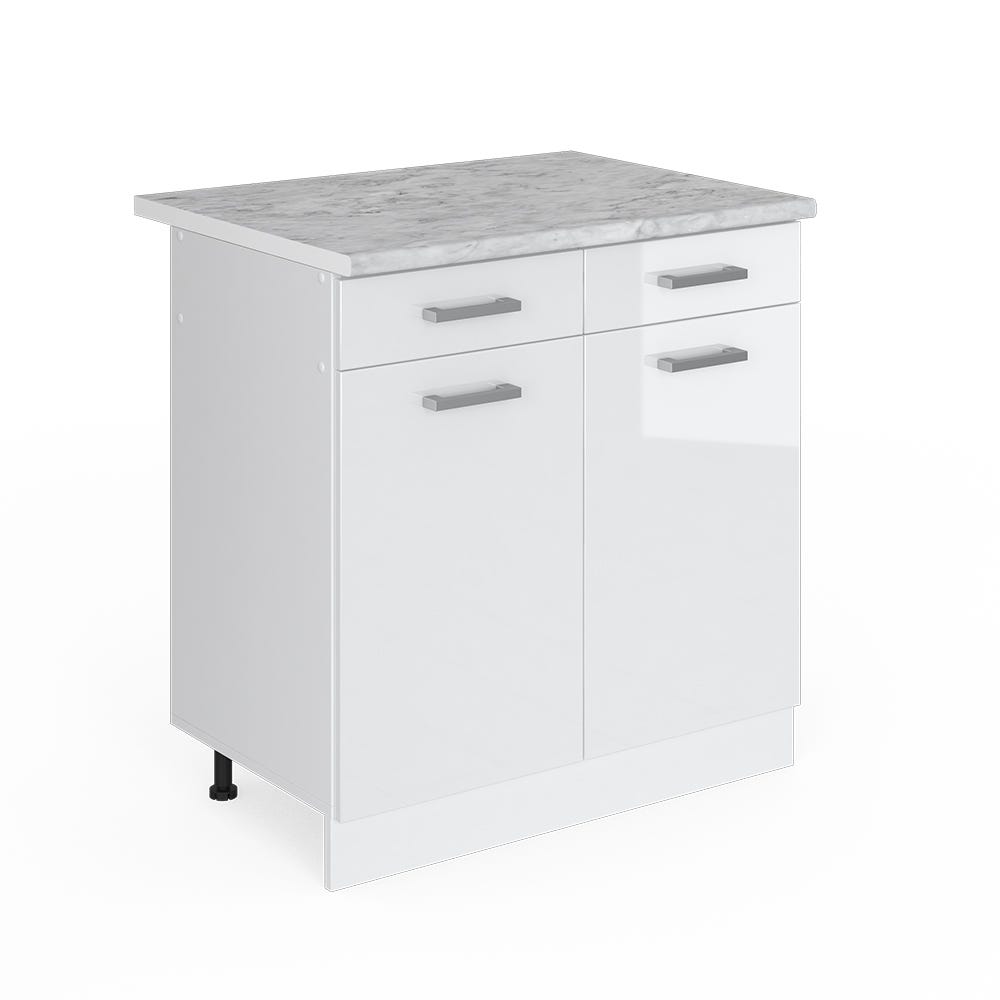 Vicco Cuisine R-Line, Noir Haute Brillance/Blanc, 300 Cm Avec Armoire Haute Sans Plan De Travail Vicco Cuisine R-Line, Noir Haute Brillance/Blanc, 300 Cm Avec Armoire Haute Sans Plan De Travail