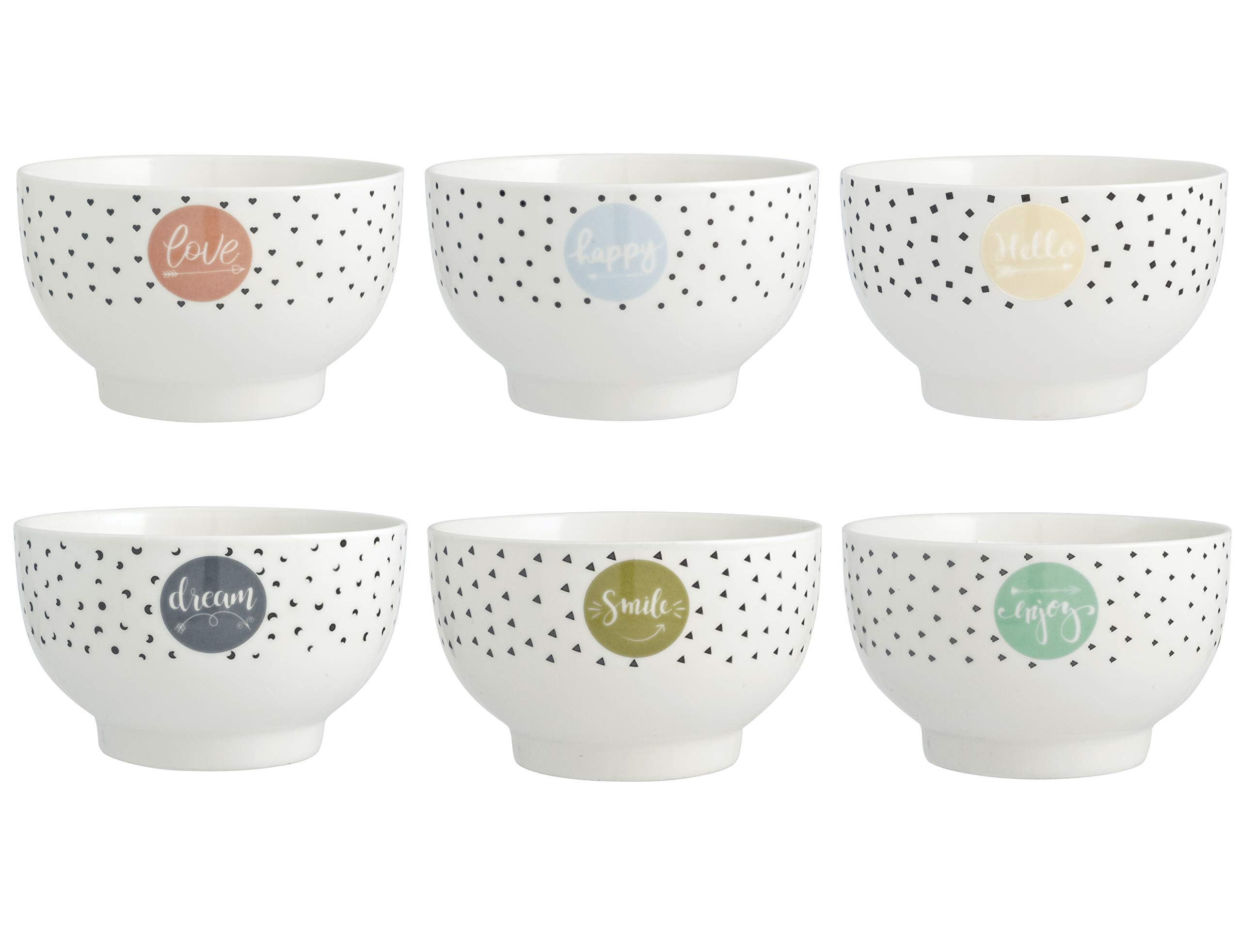 Juego De 6 Tazas De Estudio - Colores Surtidos, Capacidad 380 Ml, Aptas Para Lavavajillas Y Microondas