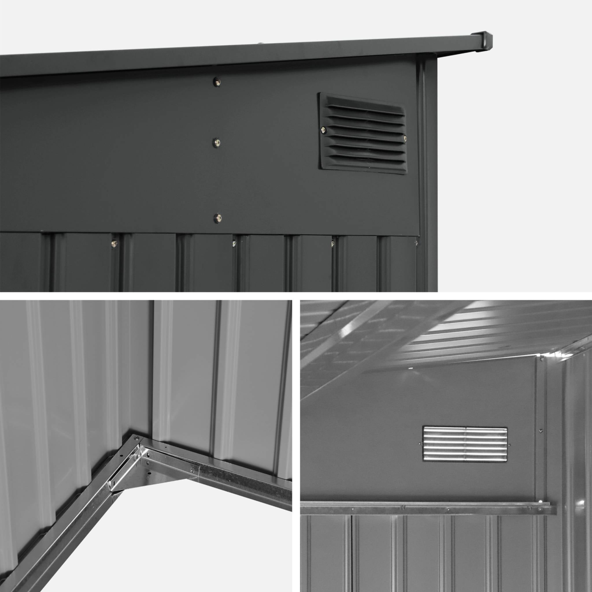 Abri de jardin acier 8.96m² avec kit d'ancrage anthracite L 277.5 x l 322 x H 203 cm - Ornay ORNAY - 6