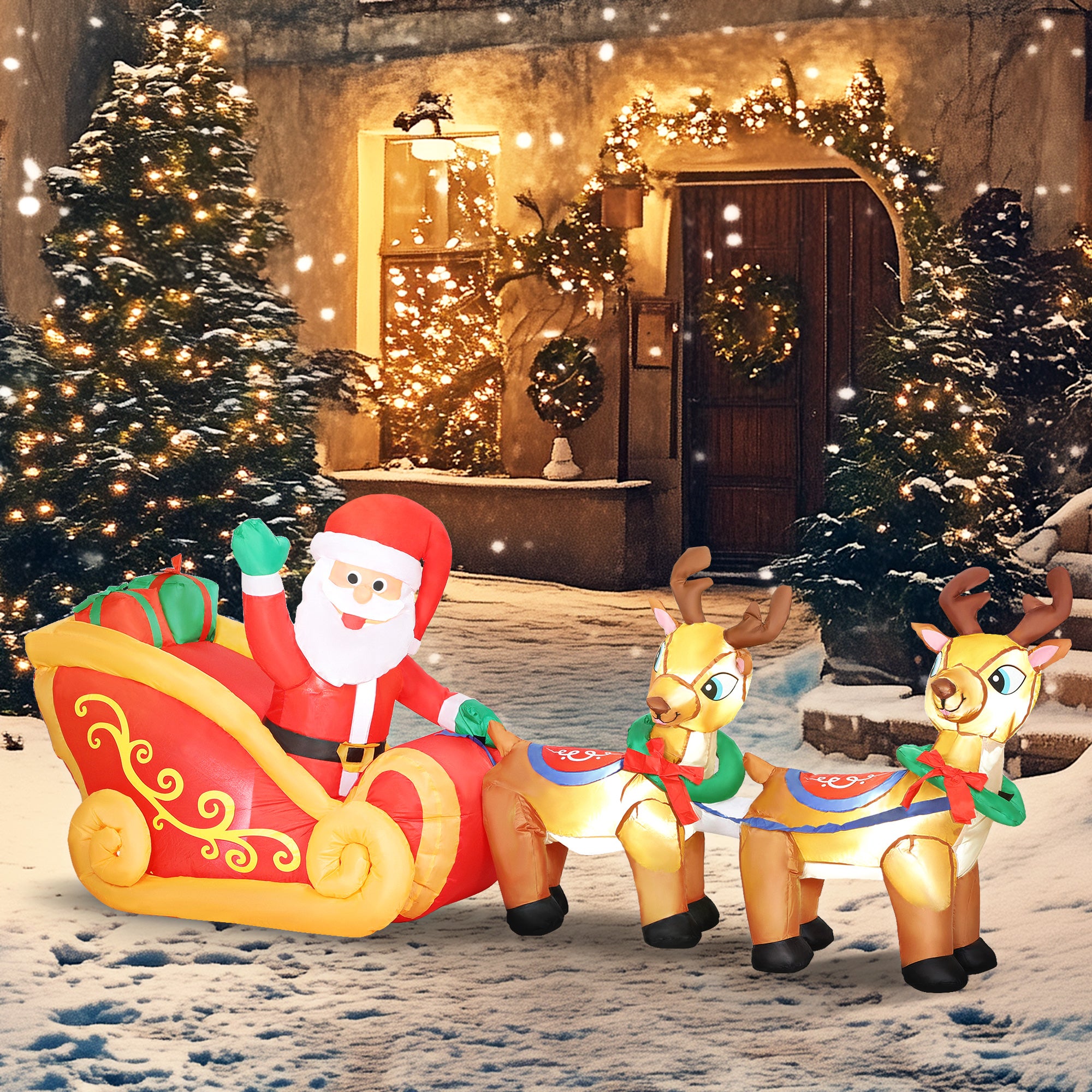 Printemps 60% Décoration gonflable 2,4 m : Père Noël, traîneau et ...
