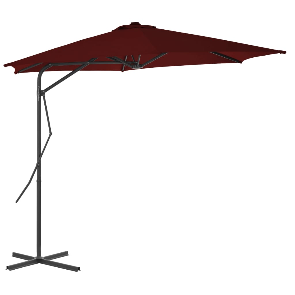 Mendler Florida Parasol Jardin Marché 3,5m Bois Bordeaux - Protection UV50 Grand Parasol Extérieur