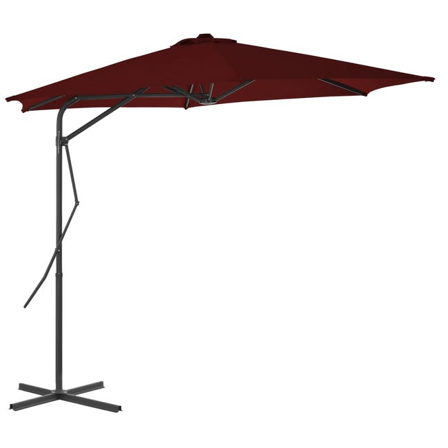 Mendler Florida Parasol Jardin Marché 3,5m Bois Bordeaux - Protection UV50 Grand Parasol Extérieur
