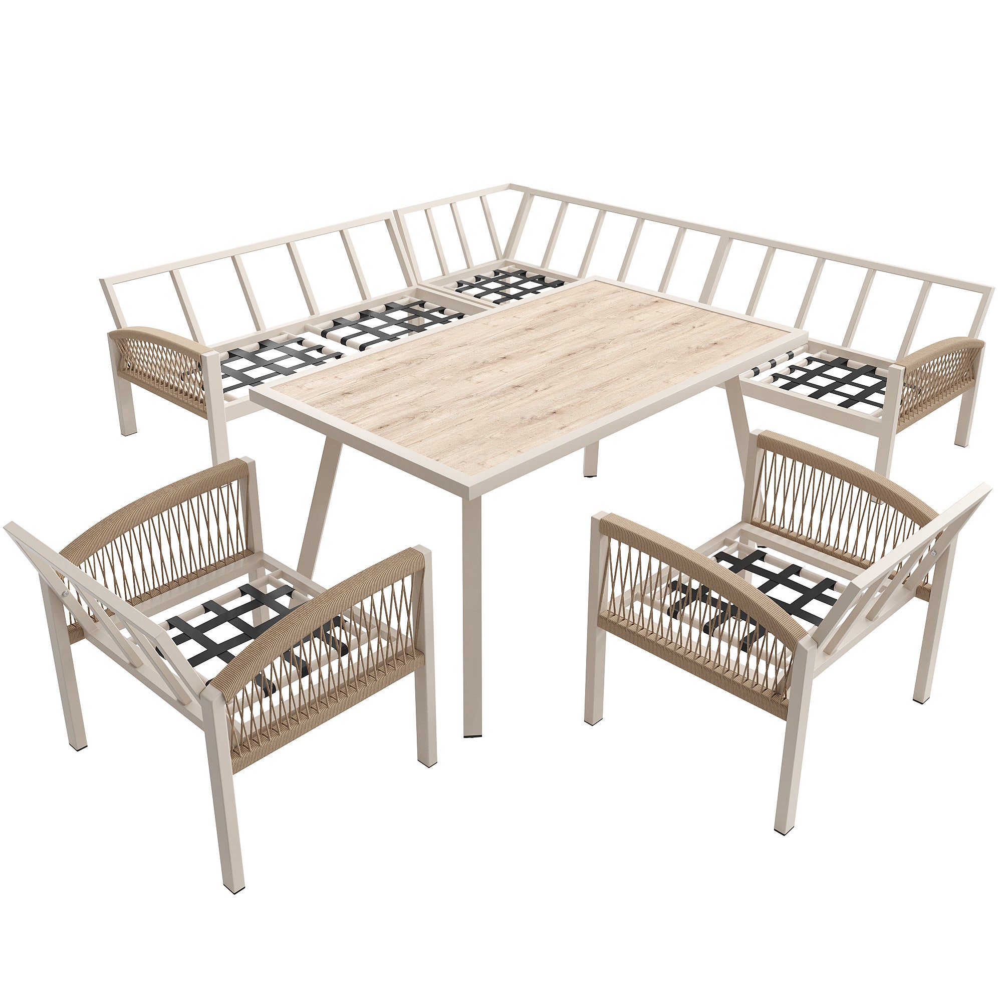 Salon de jardin en fer Beige 8 personnes - 5
