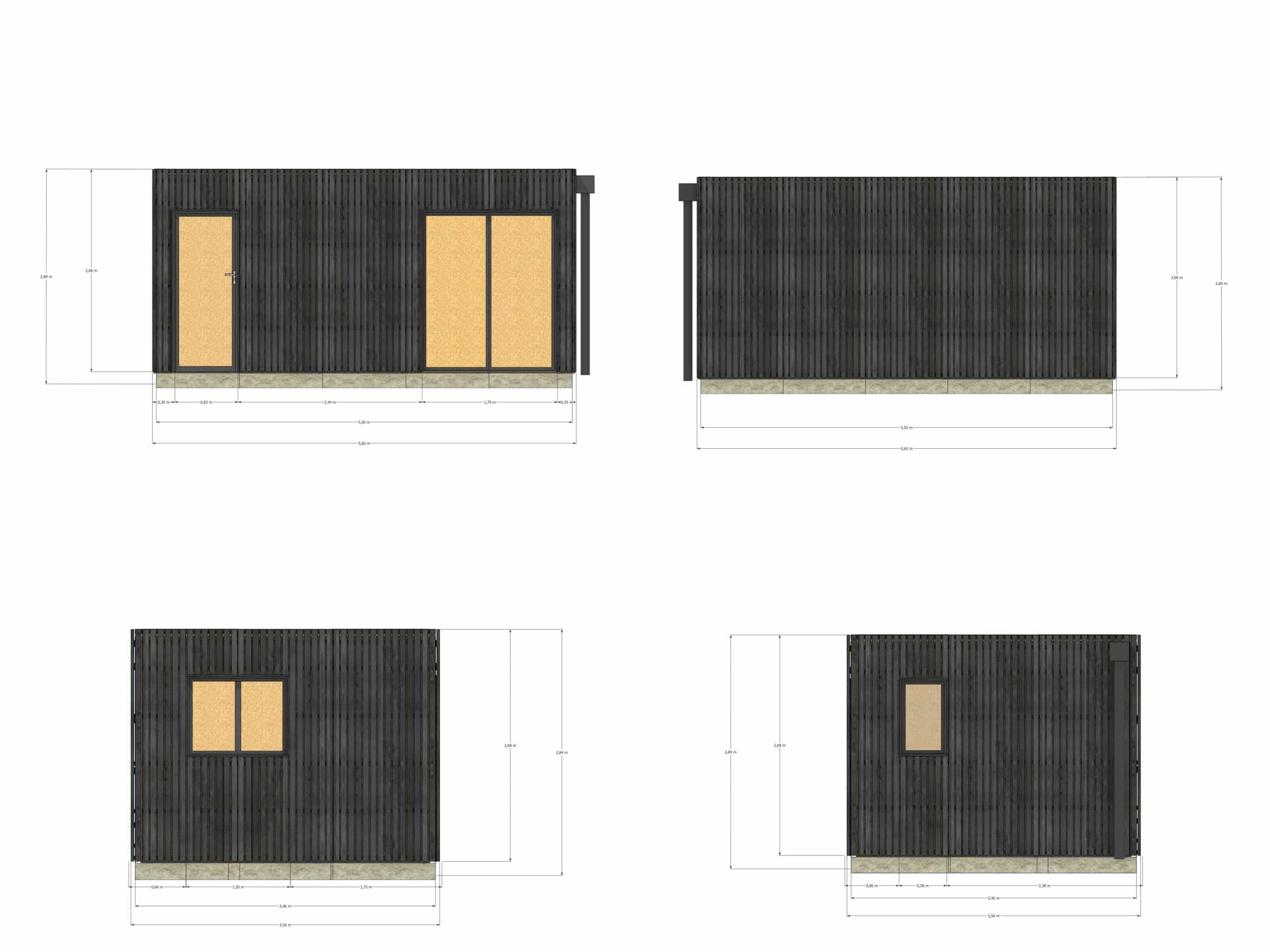 Dépendance de jardin à louer en bois 5,5 x 3,5 x 2,7 m / menuiseries alu k-line - 4