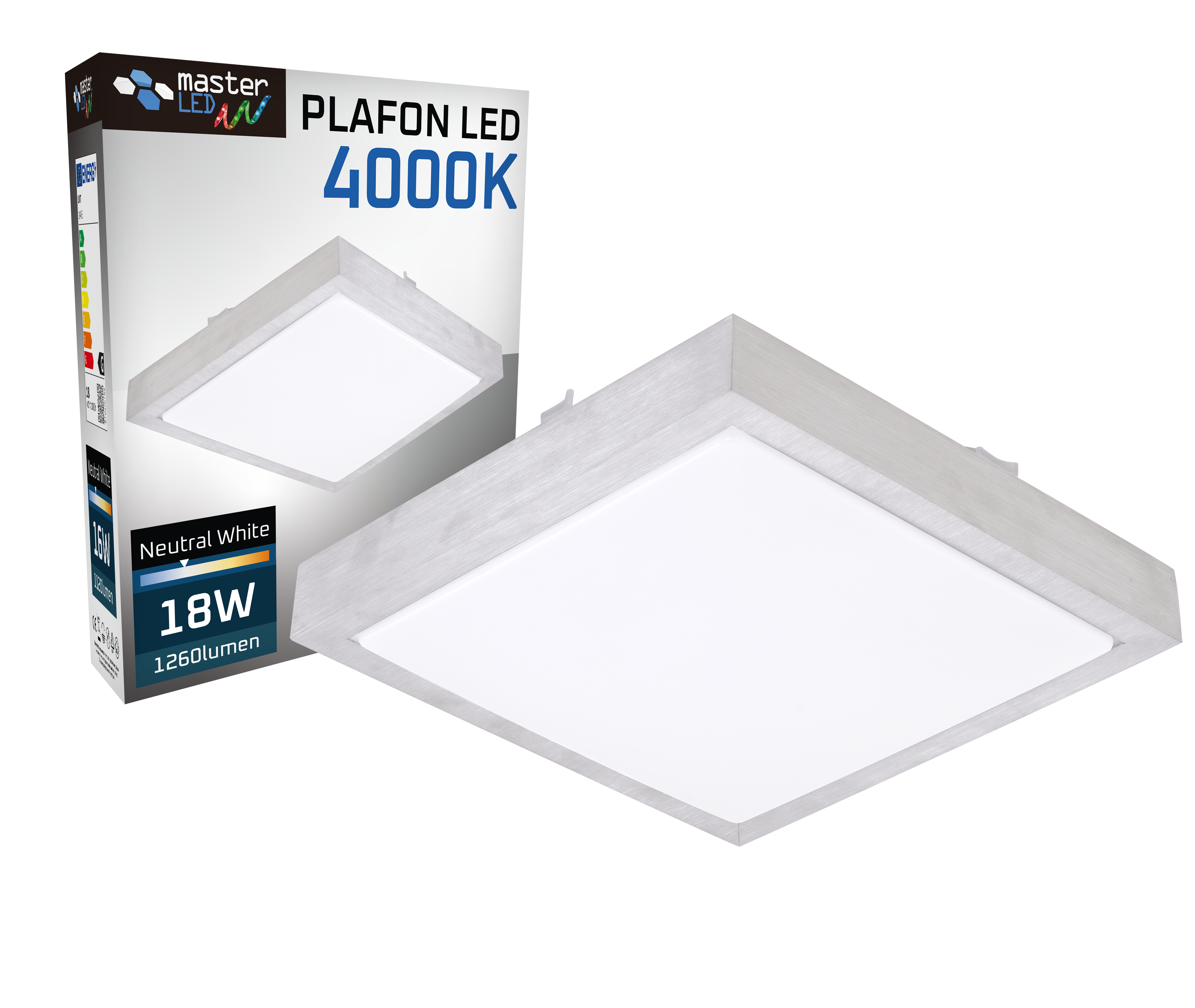 Plafon LED Solen 18W 4000K neutralna biel IP44 32,5x32,5cm kwadratowy natynkowy MasterLED