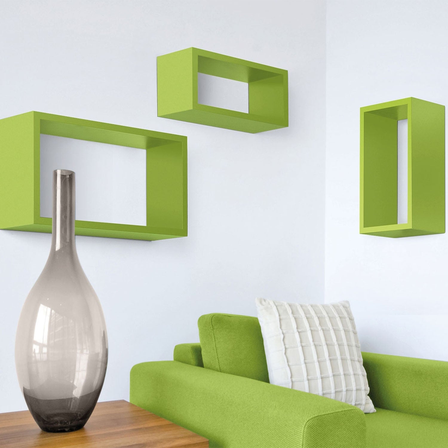 Ensemble de 3 étagères murales, bibliothèque flottante, étagère murale, noir, 45 x 27 x 15,5 cm, 40 x 22 x 15,5 cm et 35 x 17 x 15,5 cm - Triptyque - 7