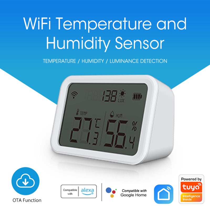NEO Coolcam Tuya Capteur intelligent WiFi de température et d'humidité, détecteur de luminance, hygromètre et thermomètre d'intérieur avec écran LCD - 7
