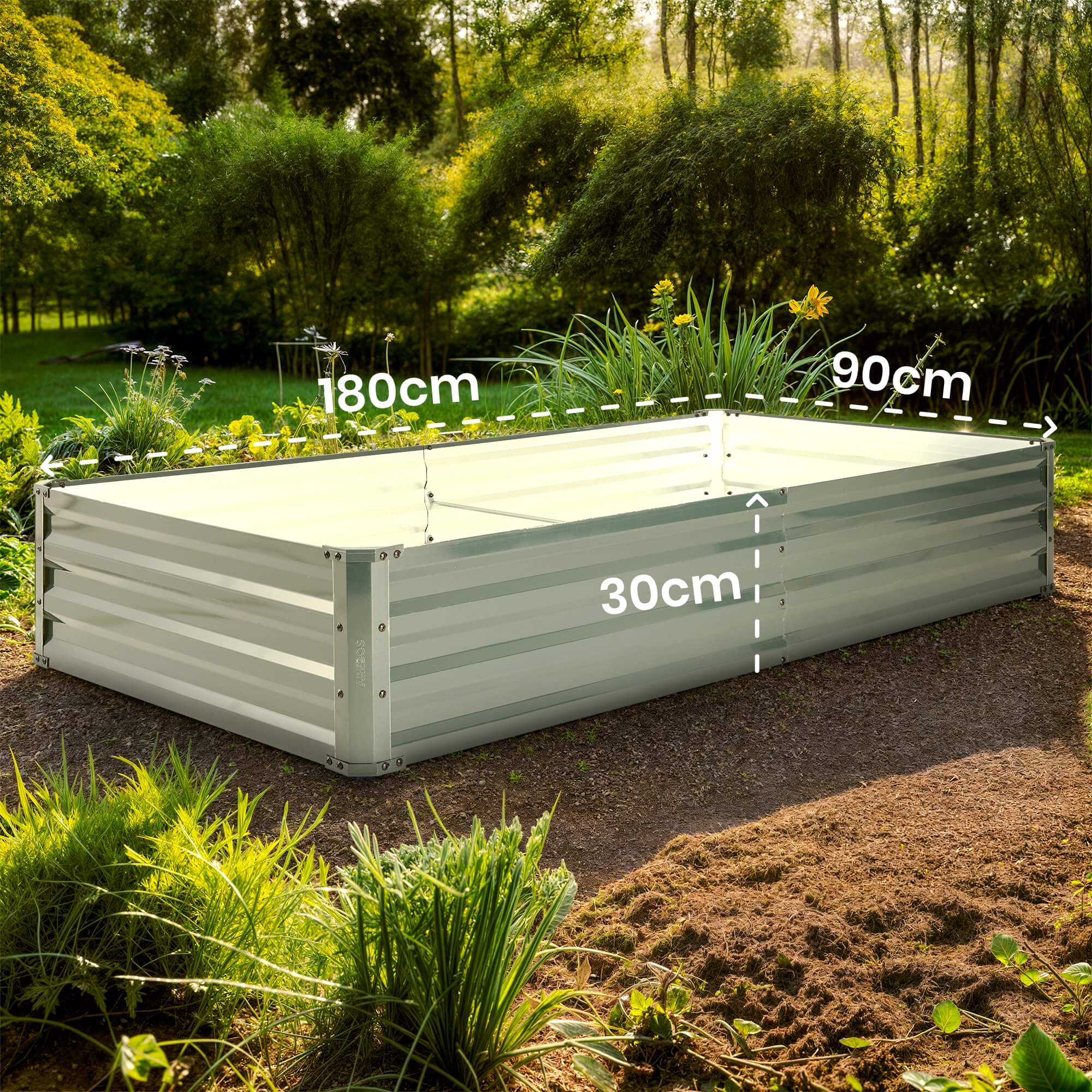 AREBOS Bacs surélevés en métal, set de 2 bacs 180x90x30 cm | Bac de jardin en acier galvanisé - 9
