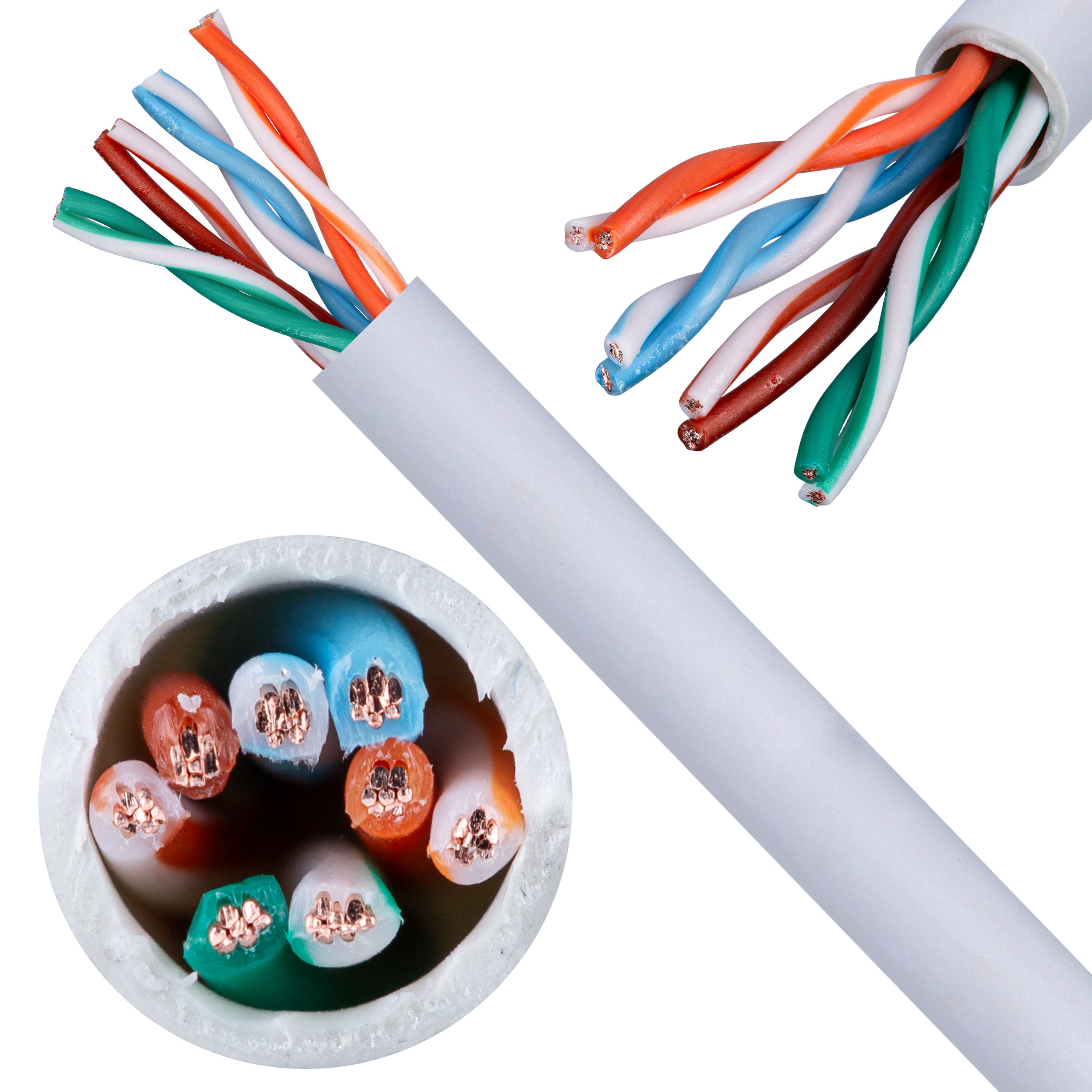 Kabel sieciowy U/UTP kat.5 skrętka 4x2x0,58mm wewnętrzny PVC szary linka Telegärtner 305m