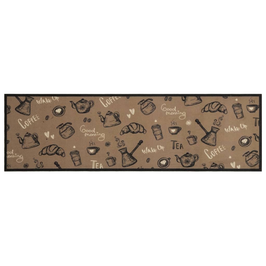 Alfombra de cocina | tapete para la cocina lavable terciopelo marrón morning 45x150 cm cfw65242