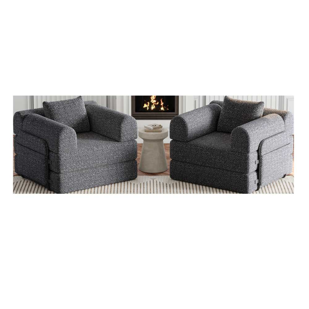 Canapé modulable 2 en 1, tapissé en chenille douce et résistante, rangement latéral intégré et structure métallique renforcée, idéal pour le salon - 8
