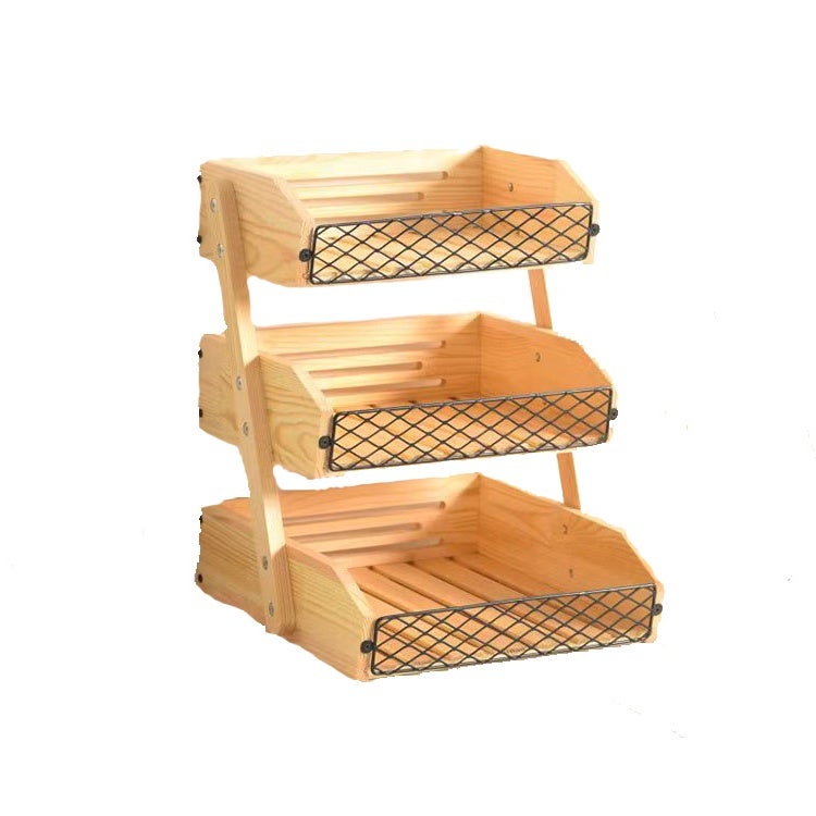 Auledio frutero de 3 niveles, organizador de encimera grande para despensa y cocina, fácil de montar (marrón claro)