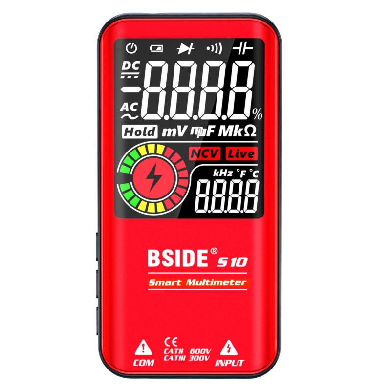 BSIDE S10 : 9999 points, écran LCD, NCV, lampe, tension AC/DC, capacité ...
