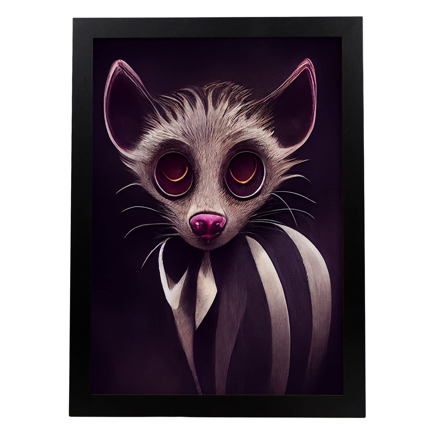 Nacnic lámina civeta imaginativo estilo t burton ilustraciones y pósters de animales inspirados en el arte gótico de burton diseño y a3 marco negro