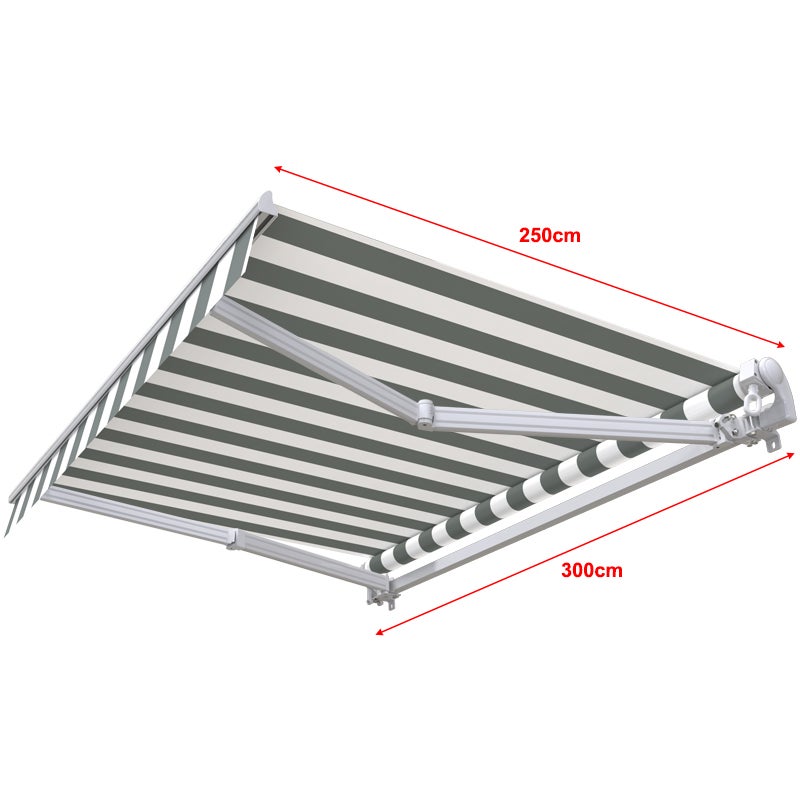 Store banne manuel 3 x 2,5 m Monobloc pour terrasse - Blanc gris - 2