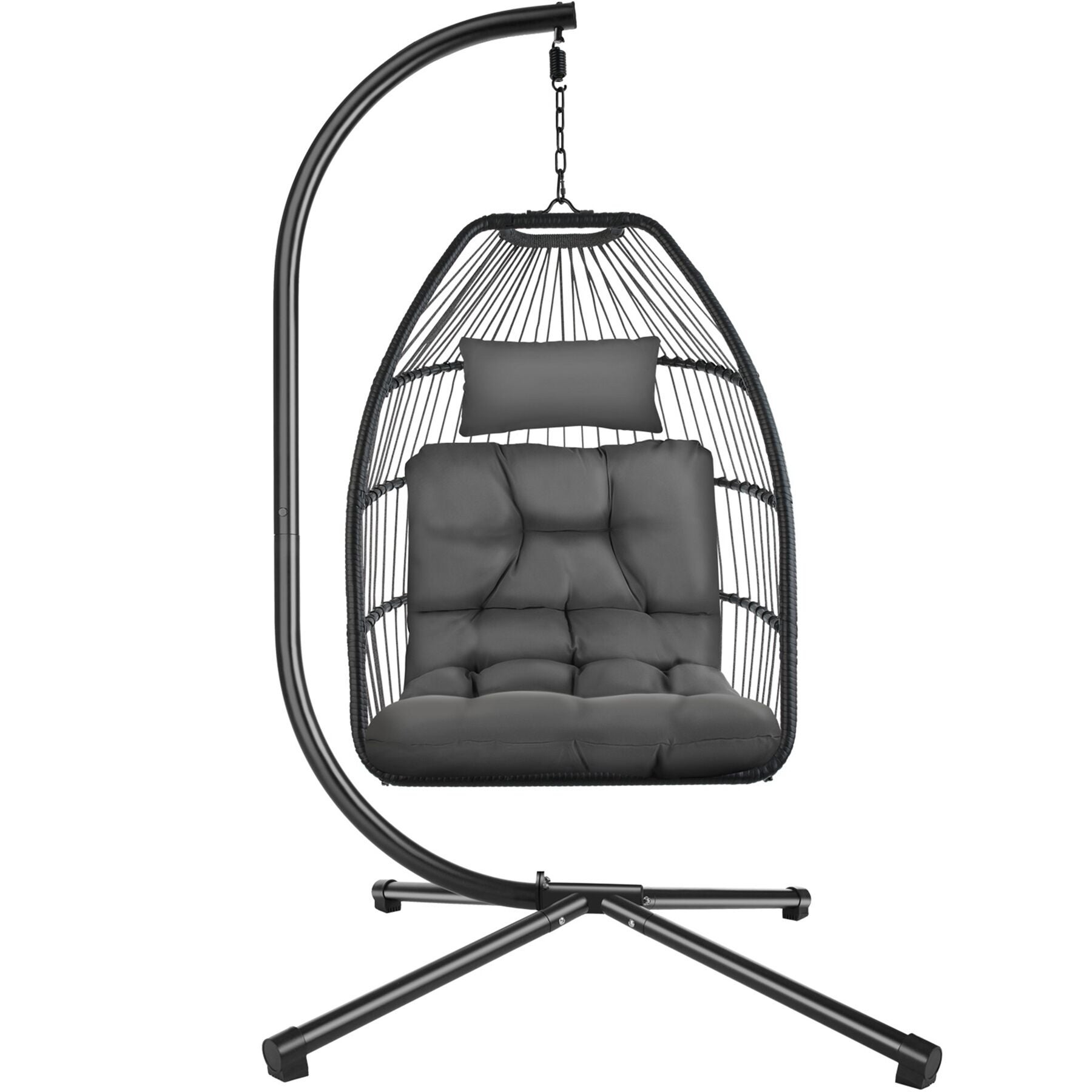 Fauteuil suspendu en acier, confortable, pivotant, pliable, coussin amovible, réglable, 160 kg, gris foncé TECTAKE - 2