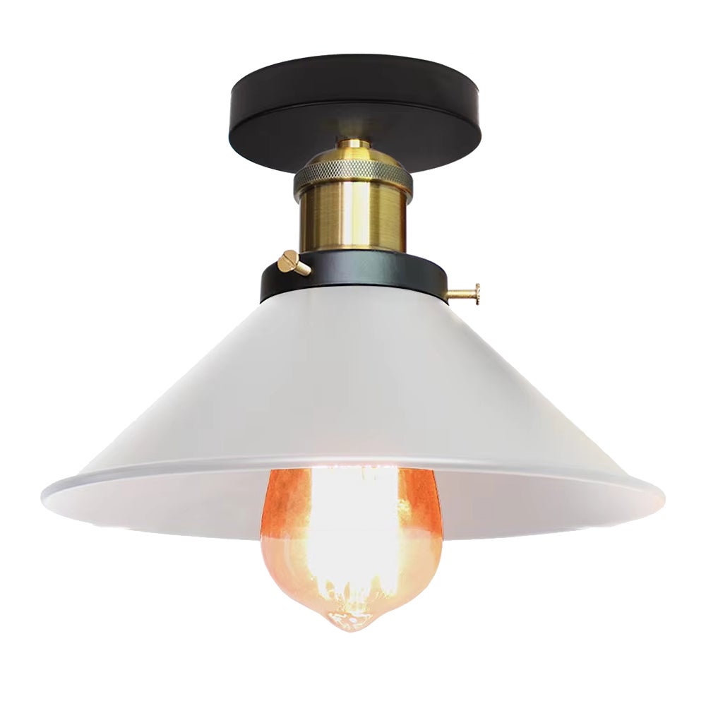 Plafon w stylu industrialnym, retro metalowe żyrandole, lampy wiszące LED, wysokiej jakości plafon, φ26 cm (biały i złoty)