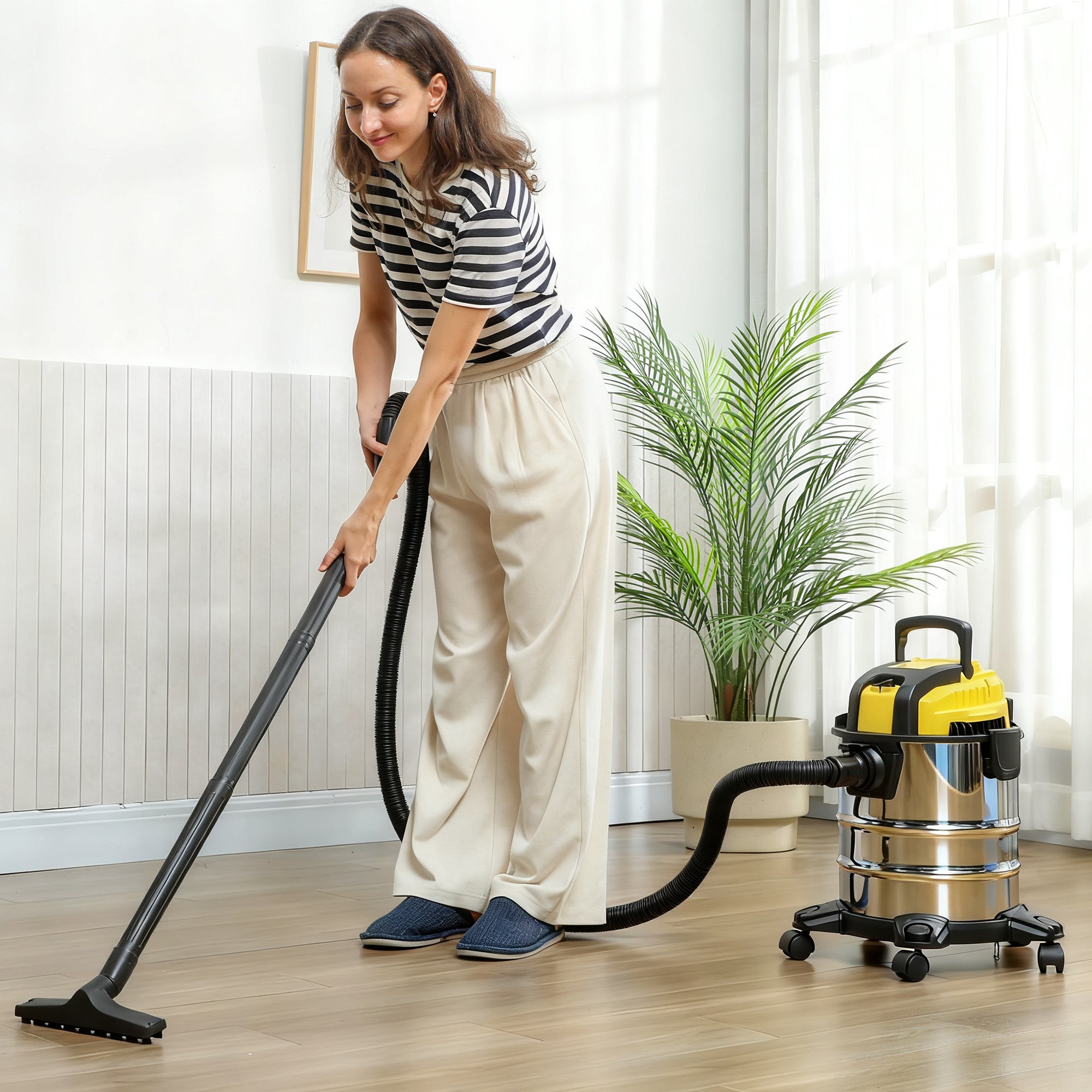 Homcom Aspirador En Seco Y Húmedo 1200w Con Función De Soplador Amarillo - Imagen 2