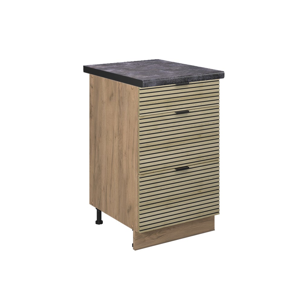 Vicco Szafka dolna do kuchni Fame-Line, Panel dębowy, 50 cm , BP Antracyt