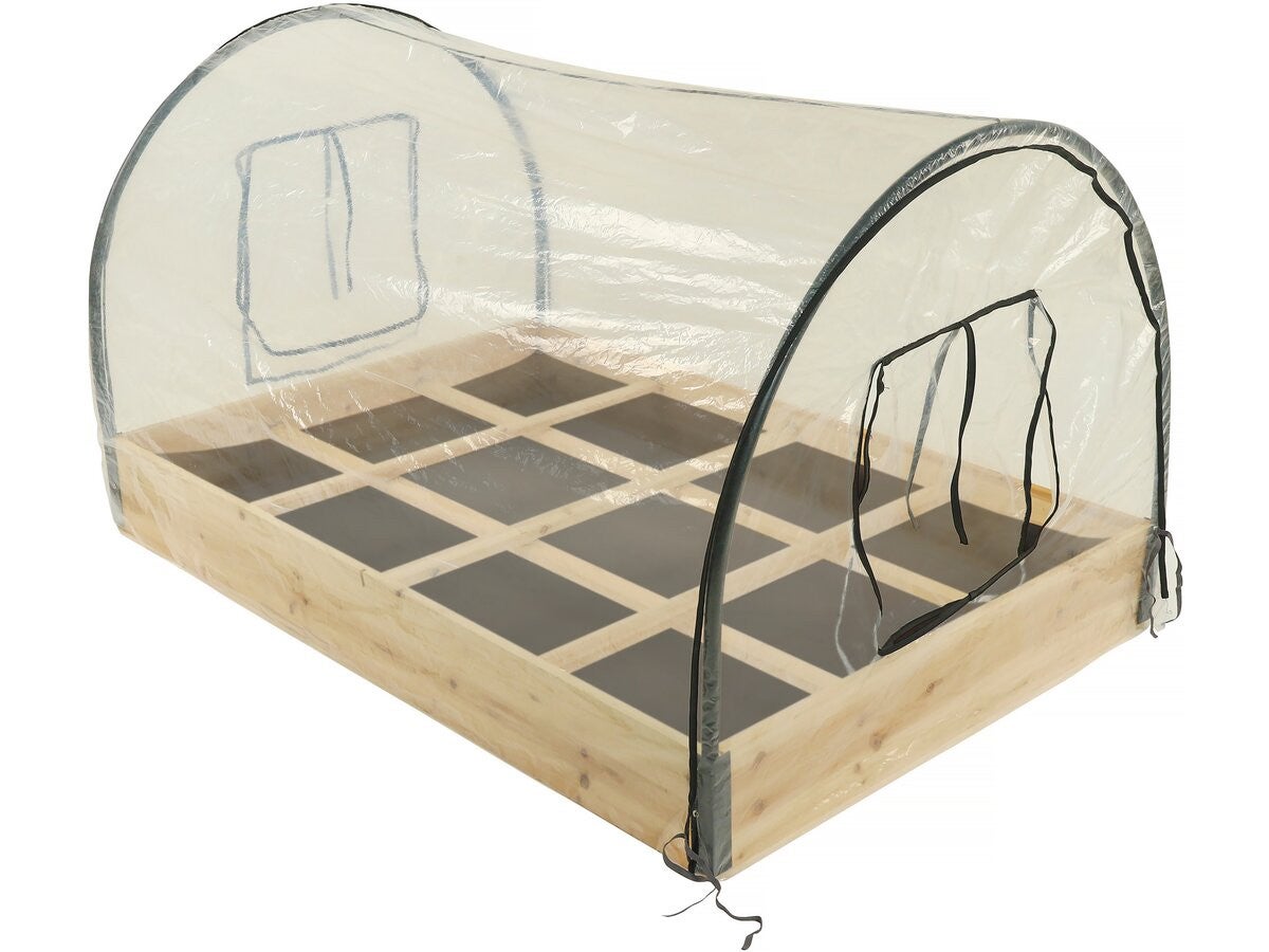 Drewniany plac do ogrodu warzywnego 116 x 81 x 67,5 cm "Muscari" - z ramowa oslona szklarni