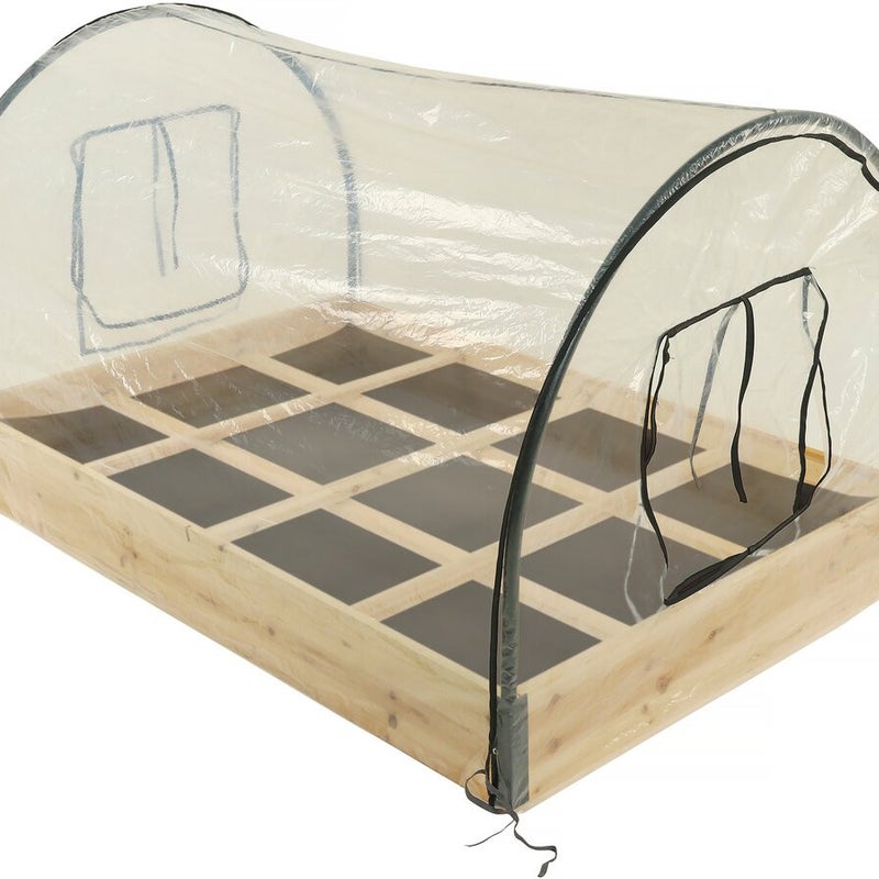 Drewniany plac do ogrodu warzywnego 116 x 81 x 67,5 cm "Muscari" - z ramowa oslona szklarni