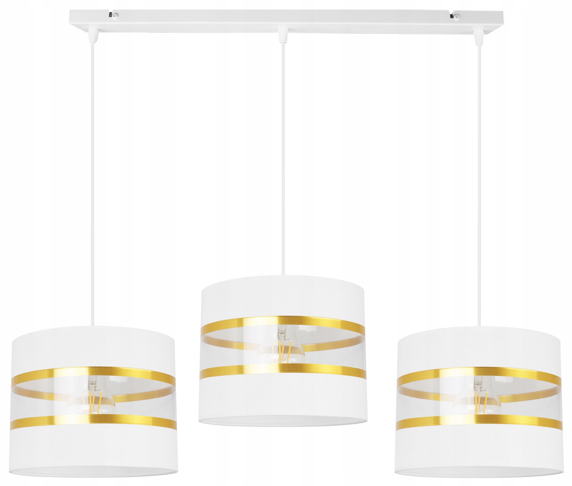 Lampa sufitowa wisząca Elegance Gold modern 3xE27 abażur walec biały Light Home LH