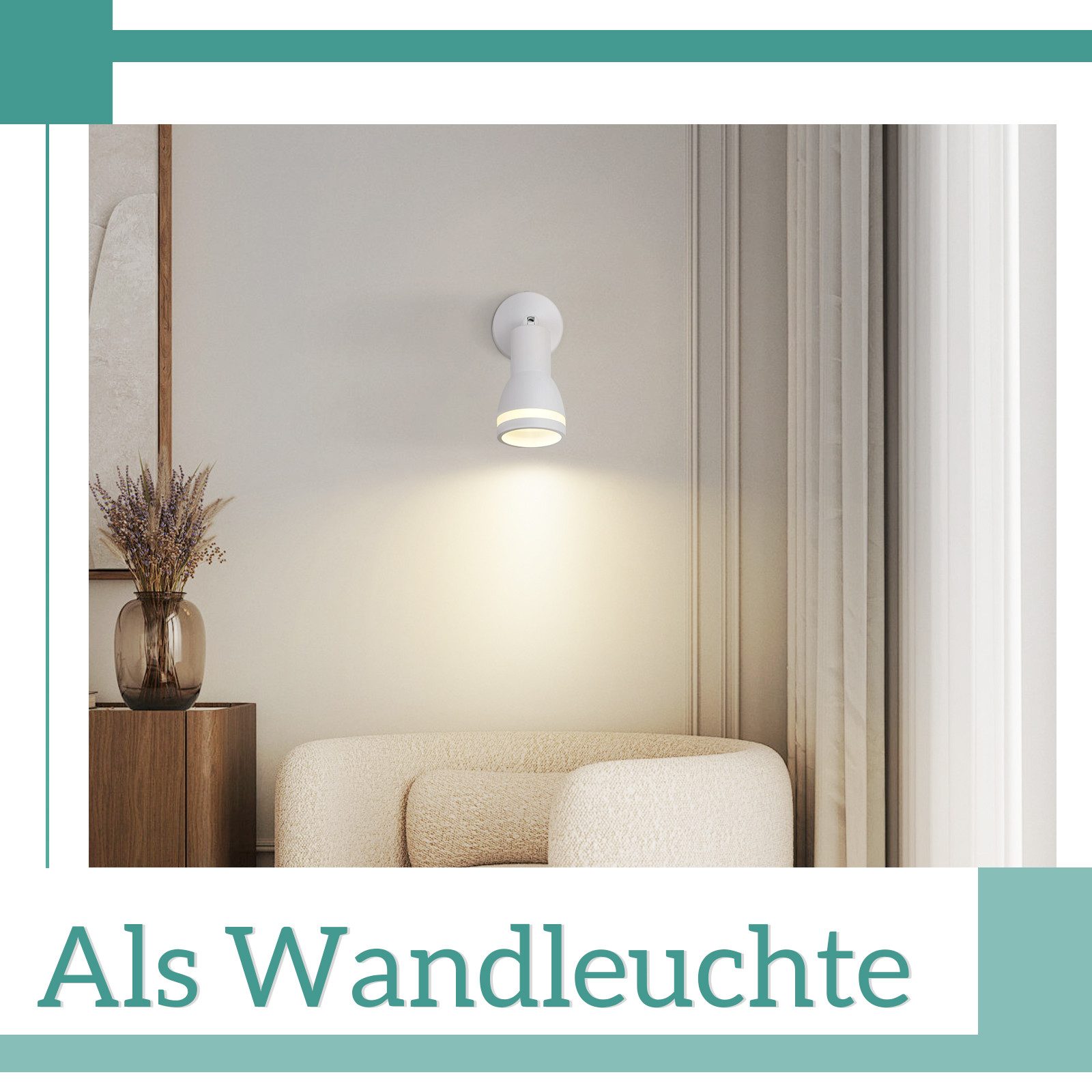 NETTLIFE Spot de plafond LED 1 ampoule blanc salon plafonnier orientable GU10 spot lampe moderne - 6