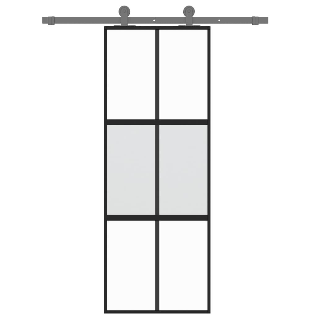 Puerta corredera | Puerta de la cocina vidrio templado y aluminio negra 76x205 cm CFW31206 - 3