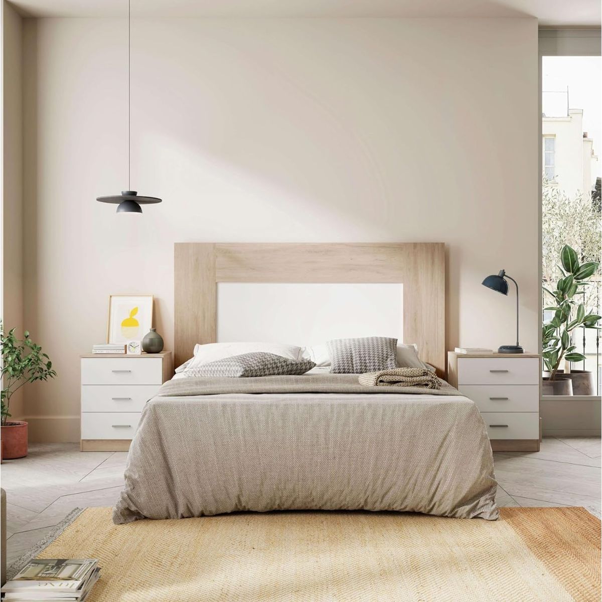 Mesita de noche tres cajones Couple Sahara - Blanco Mate - 2