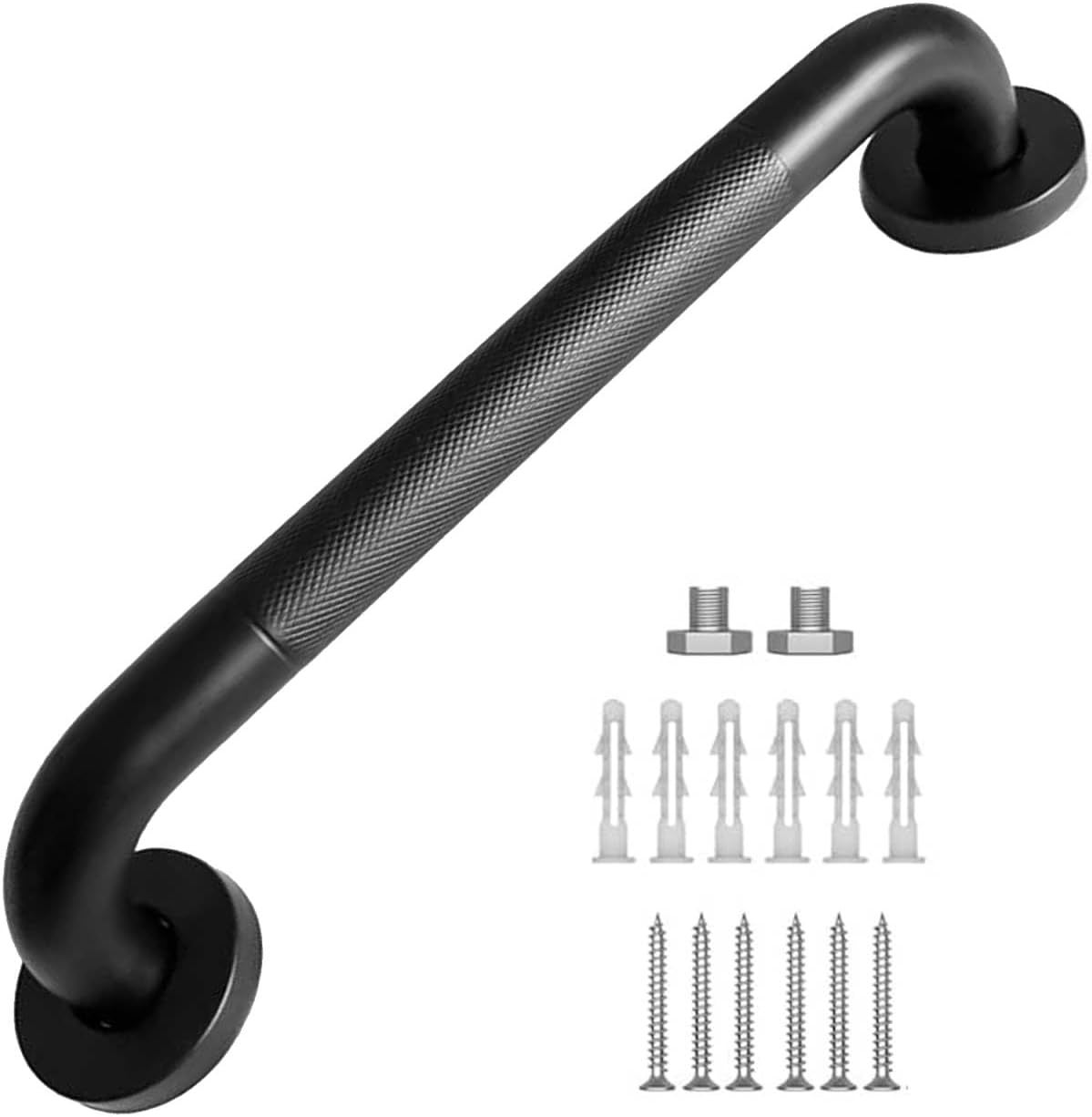 Czarny uchwyt łazienkowy, antypoślizgowy, 30 cm, uchwyt równowagi bezpieczeństwa, odpowiedni do prysznica, wanny, jako wieszak na ręczniki