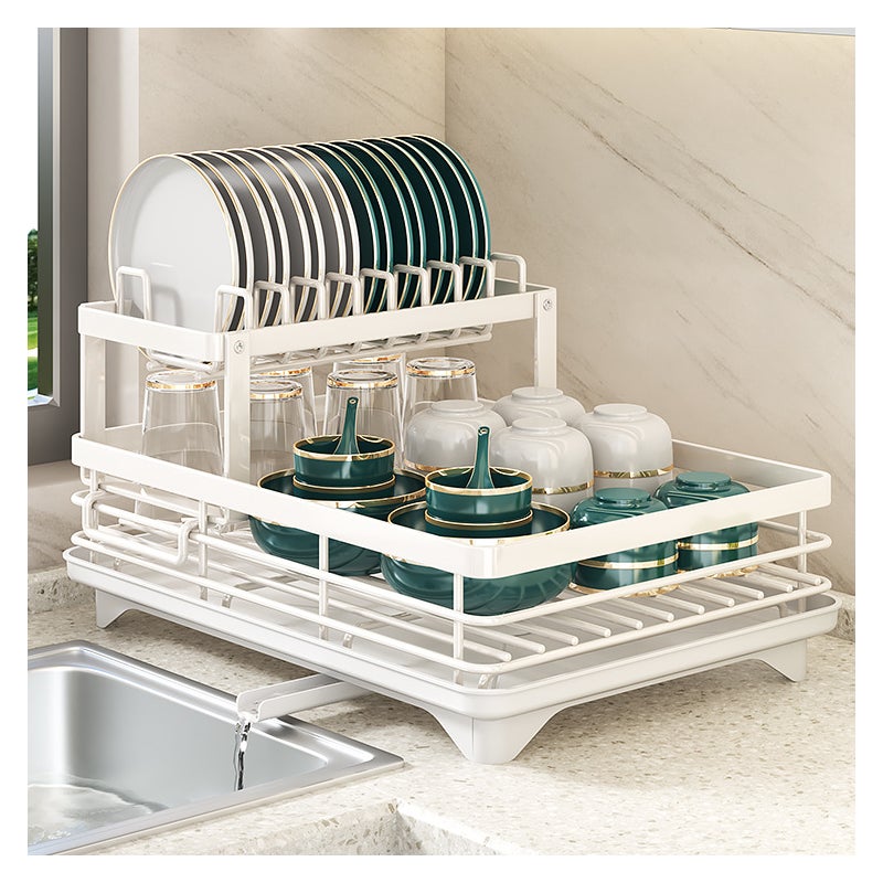 Gruba, stalowa, węglowa, kuchenna suszarka do naczyń – wytrzymała, 30 kg, nierdzewna, odpływ 360°