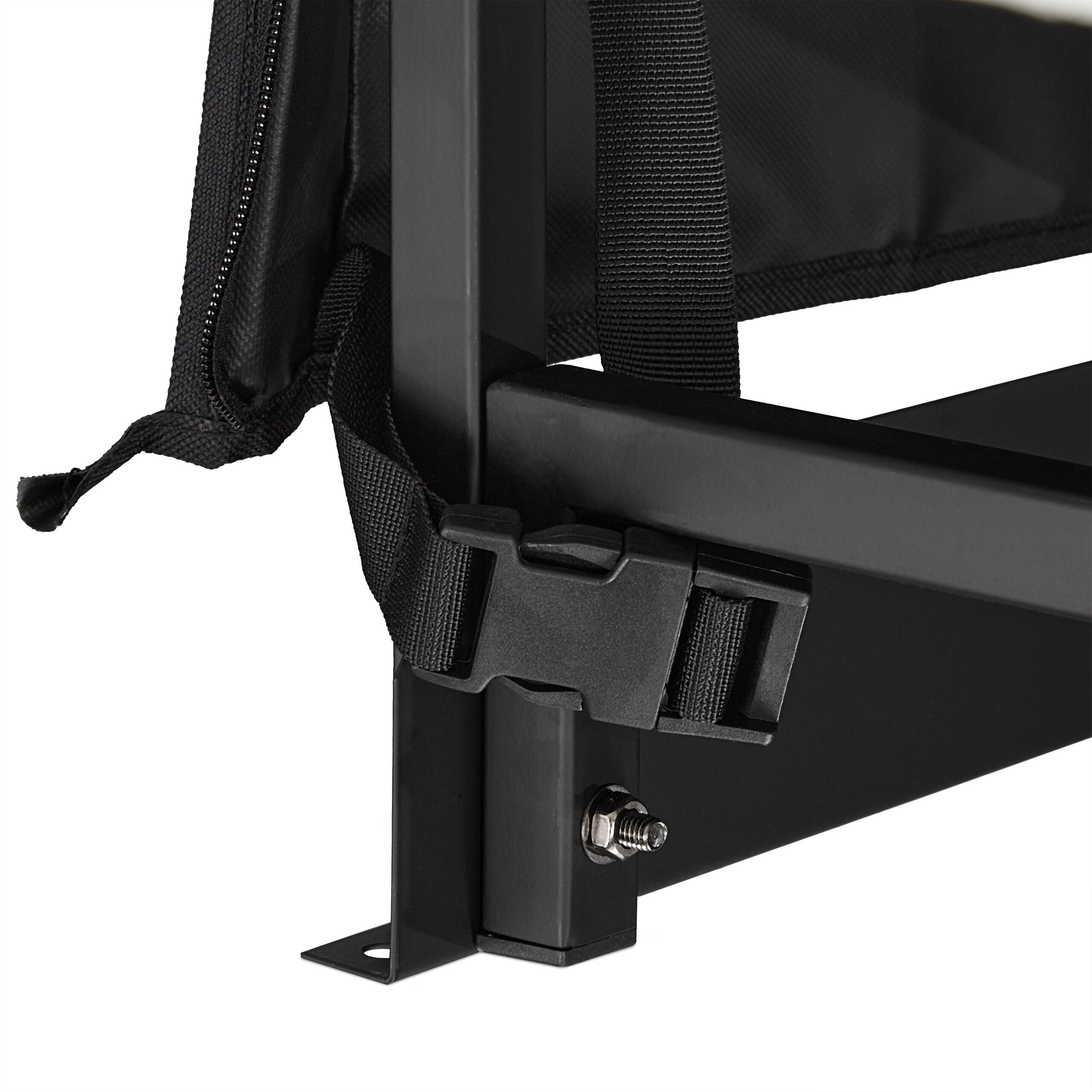 Range-bûches en fer avec housse pour bûches dès 25 cm, 110 x 110 x 29 cm, noir, taille M, Relaxdays - 5