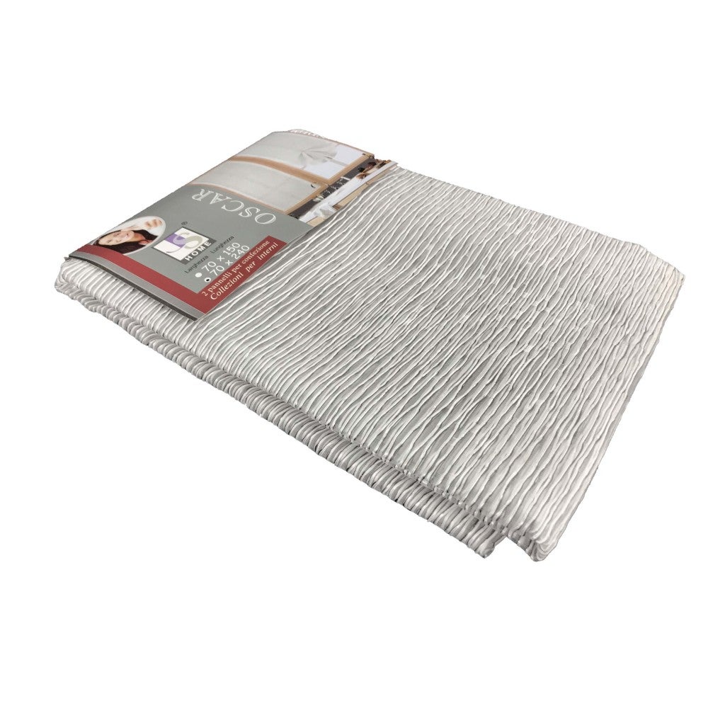 Tex Family Coppia Tendine Moderne Ajour Beige - Semitrasparenti In Poliestere, Largo 45/60/85 Cm, Alte 145/230 Cm, Made In Italy - 2