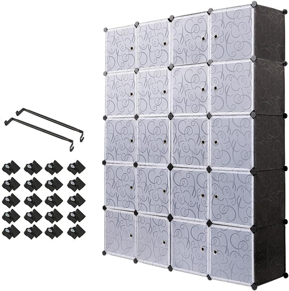 Armoire Penderie Portable 20 Cubes, Étagère de Rangement Modulaire en ...