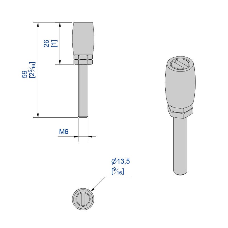 Guide olive en nylon Ø13,5 mm pour porte jusqu'à 90 kg - 2