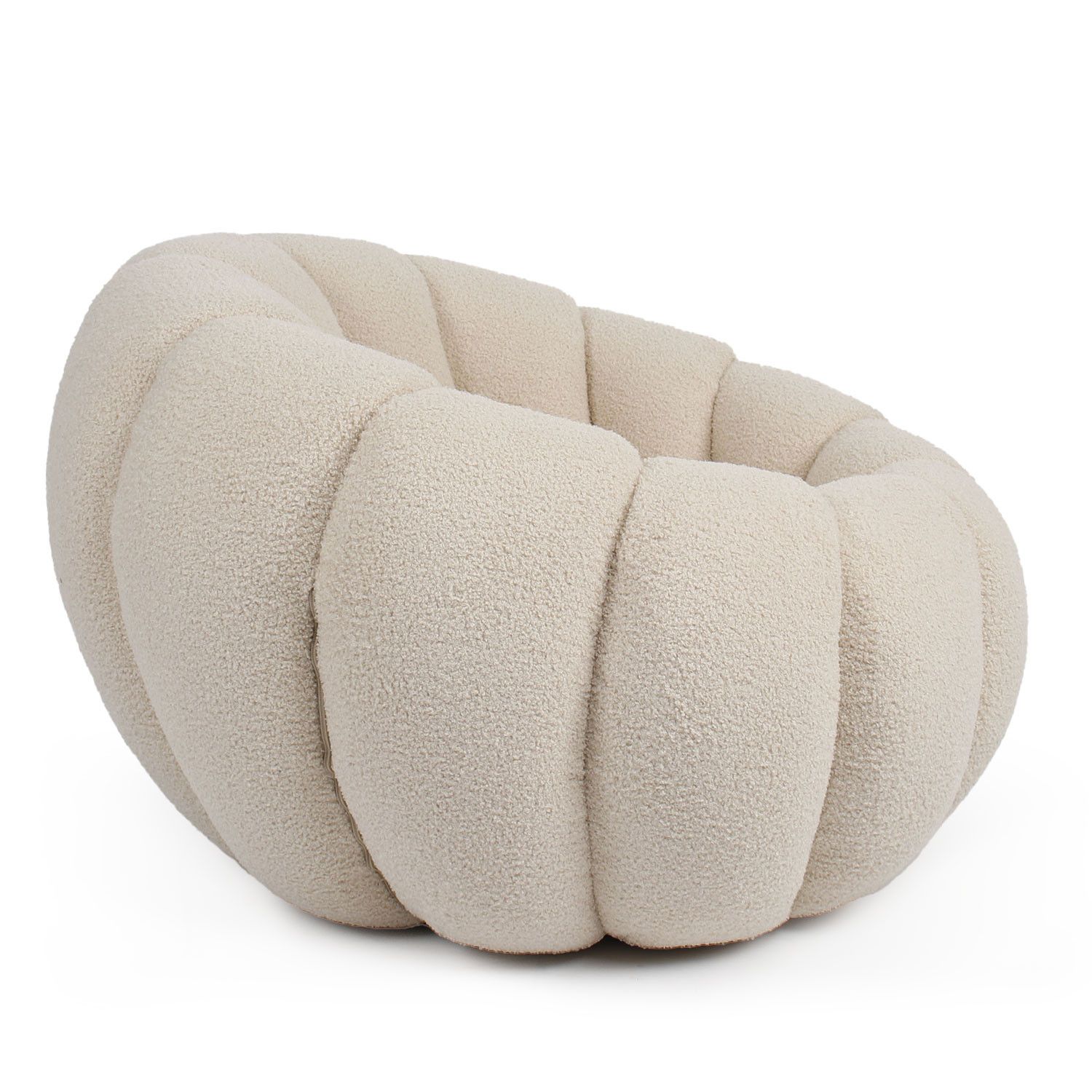 Fauteuil design coquillage Horizan Tissu bouclette Crème - 5