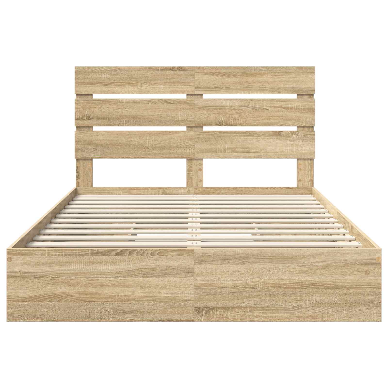 Lit de rangement chêne 140 x 200 cm panneau de bois - 8