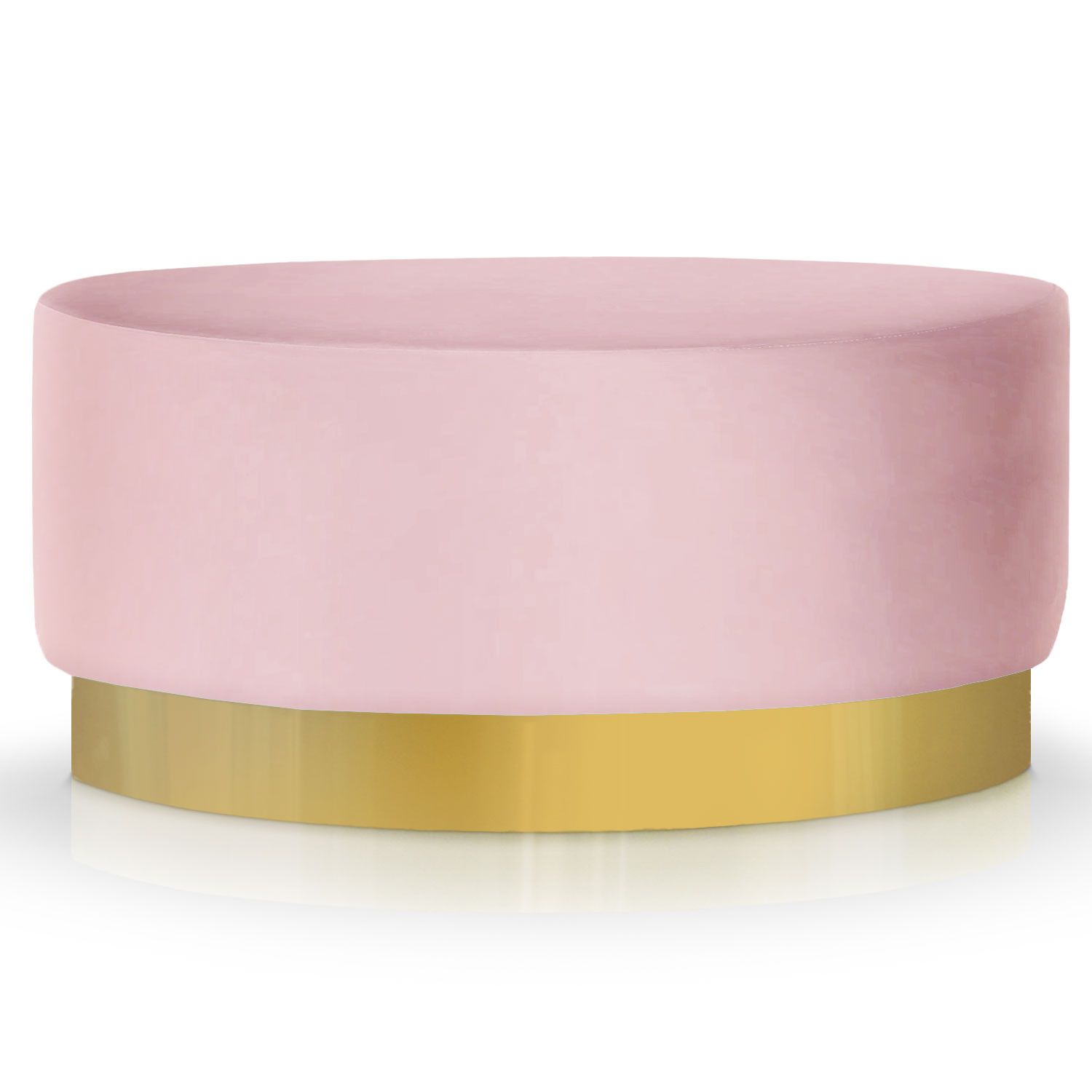 Pouf Rond Daisy Velours Rose Pied Or | Leroy Merlin