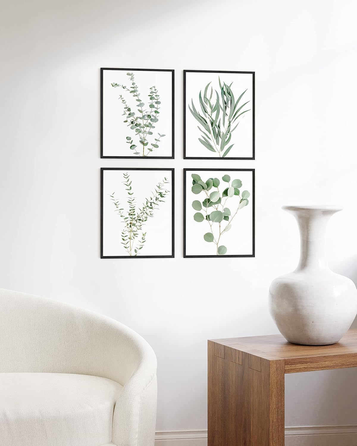 Ensemble de 4 affiches décoratives de plantes botaniques, illustrations florales pour la cuisine, décoration murale de feuilles et de fleurs - 4