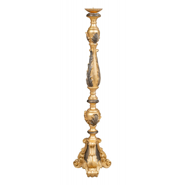 Biscottini candelabro de madera - candelero con acabado en oro antiguo - candelabro vintage para decoración - 30x120 - made in italy