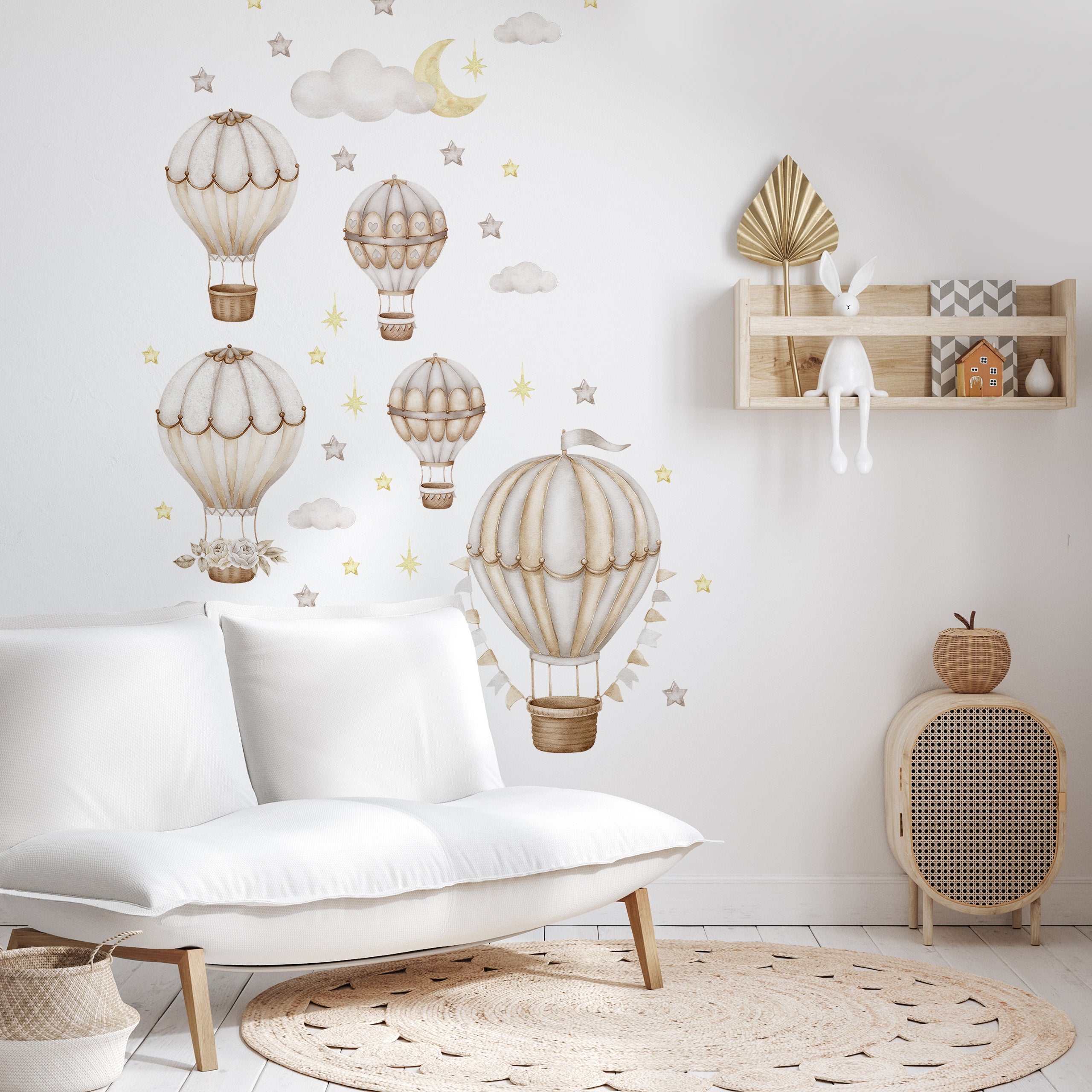 Autocollant BALLONS Volants Beiges Charmants Dans un Style Bohème Pour Chambre Enfant 120cm x 60cm - 3